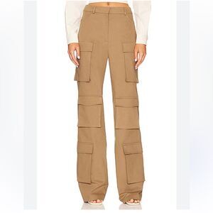 Selmacilek Pocket Detail Cargos Pants Beige wide leg baggy high rise Revolve M